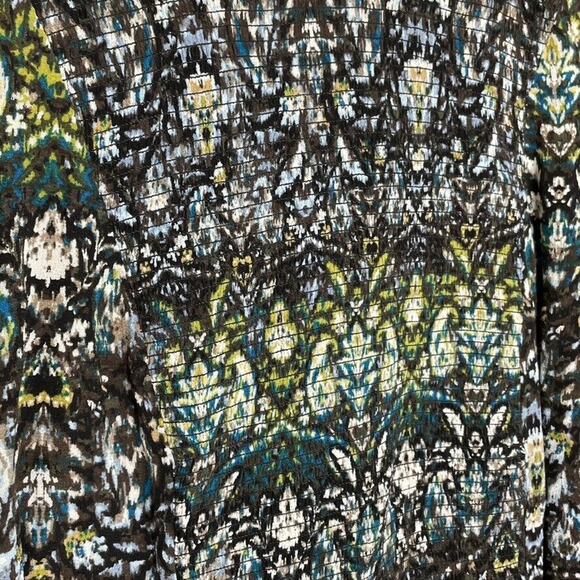 J Jill Dark Floral Argyle Stretchy Long Sleeve Blouse Size Small - Picture 4 of 8